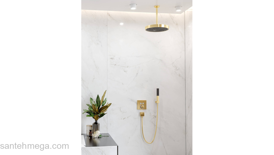 Ручной Душ Rainfinity 1j EcoSmart 9L Hansgrohe, 26867990, полированное золото. Фото