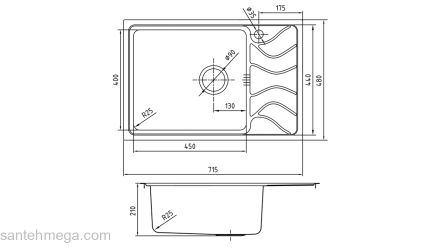 Кухонная мойка IDDIS Reeva REE71SLi77K. Фото