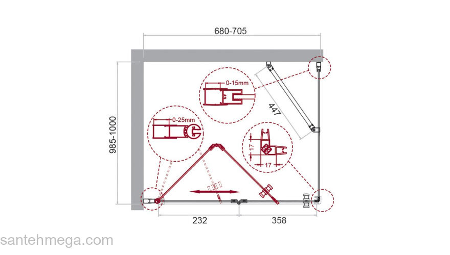 Душевой угол BELBAGNO ALBANO-ASH-1-70/100-C-Cr. Фото