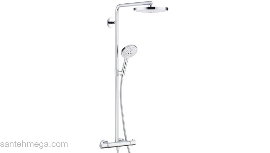Душевая система Hansgrohe Raindance Select S 240 2 jet Showerpipe хром/белый 27129400. Фото