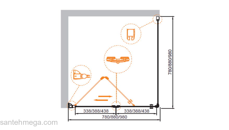 Душевой угол CEZARES Elena ELENA-W-AS-1-80-C-Cr. Фото