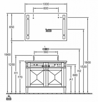 Зеркало Villeroy&Boch True Oak 100 A480 A000. Фото