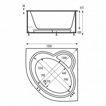 Ванна акриловая VAGNERPLAST Catalina mini 125 VPBA146CTL3X-01. Фото