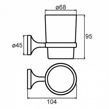 Подстаканник одинарный настенный матовое стекло сплав металлов Magellan Milardo MAGSMG0M45 для ванной комнаты. Фото
