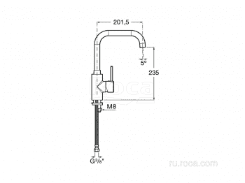 Смеситель ROCA Targa для кухни A5A8360C0M. Фото