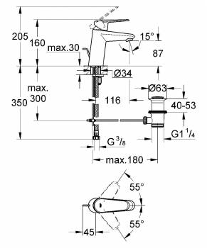 GROHE 33190AL2 Eurodisc Cosmo Смес.д.раковины,слив.гарн. Фото