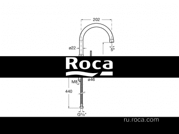 Смеситель ROCA Targa для кухни A5A8460C0M. Фото