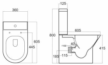 Чаша унитаза безободкового BELBAGNO Piano P-trap BB1223CPR. Фото