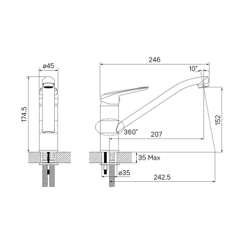 Смеситель для кухни черный матовый Male IDDIS MALBL00i05. Фото