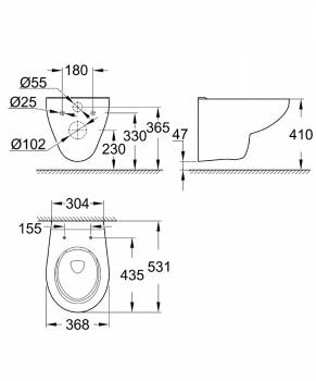 Унитаз подвесной GROHE Bau Ceramic 39427000. Фото