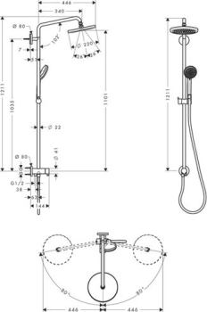 Душевая система Hansgrohe Croma 220 Showerpipe 27224000. Фото