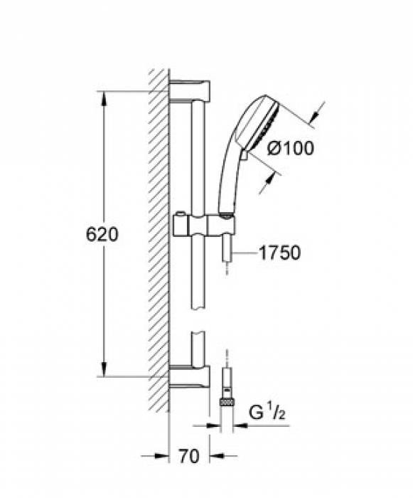 Душевой гарнитур GROHE New Tempesta Cosmopolitan 27580001. Фото