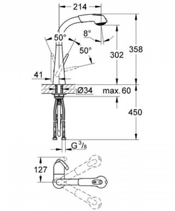 Смеситель для мойки GROHE Zedra 32553000. Фото