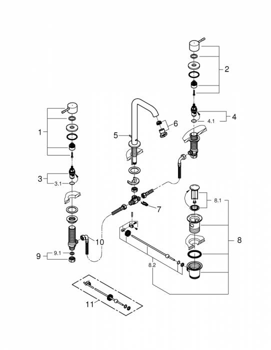 Смеситель для раковины GROHE Essence New 20299001. Фото
