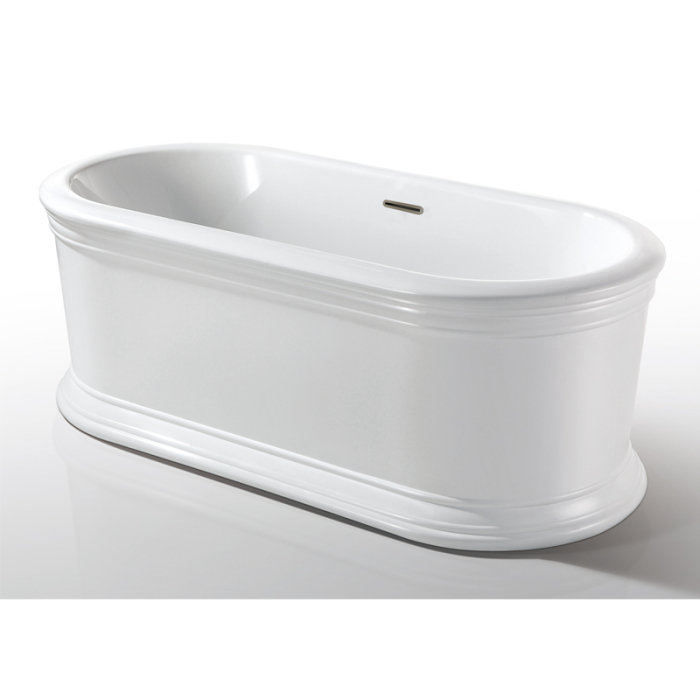 Ванна акриловая AZARIO TOUR 1800x900x600, свободностоящая, в комплекте с сифоном и металлической рамой, белая TOU18090. Фото