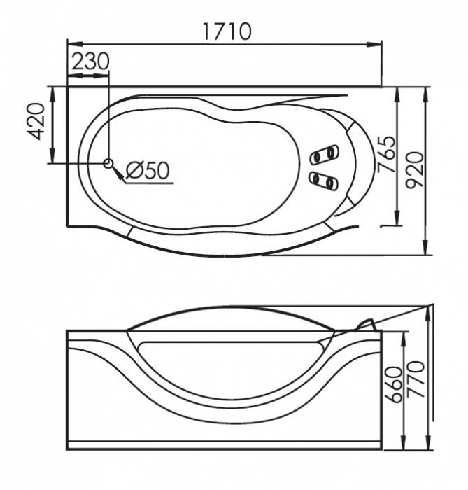 Акриловая ванна GEMY G9072 O L. Фото