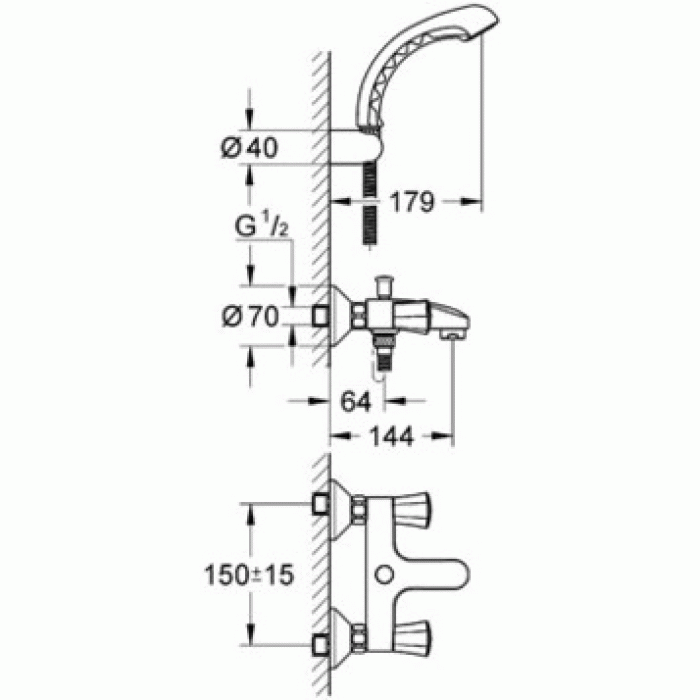 Cмеситель для ванны GROHE Costa L 25460001. Фото