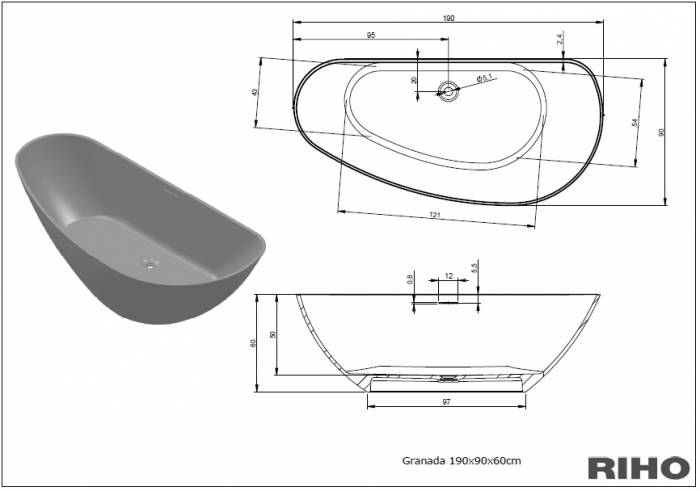 Ванна RIHO Granada 190. Фото
