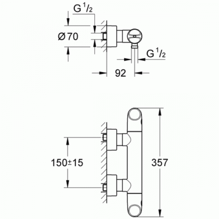 Смеситель термостатический для душа GROHE Veris 34330LS0. Фото