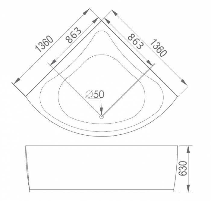 Акриловая ванна GEMY G9042 B. Фото