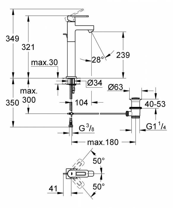 Смеситель для раковины GROHE Quadra 32633000. Фото