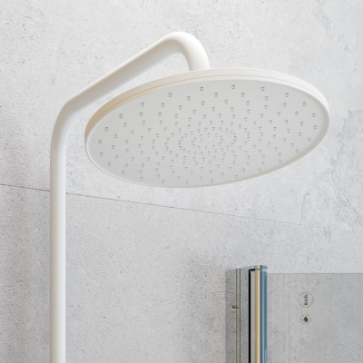 Смеситель для ванны с верхним душем белый матовый Shelfy IDDIS SHEWTBTi06. Фото