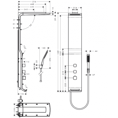 Душевая панель HANSGROHE Raindance Lift 27008400. Фото